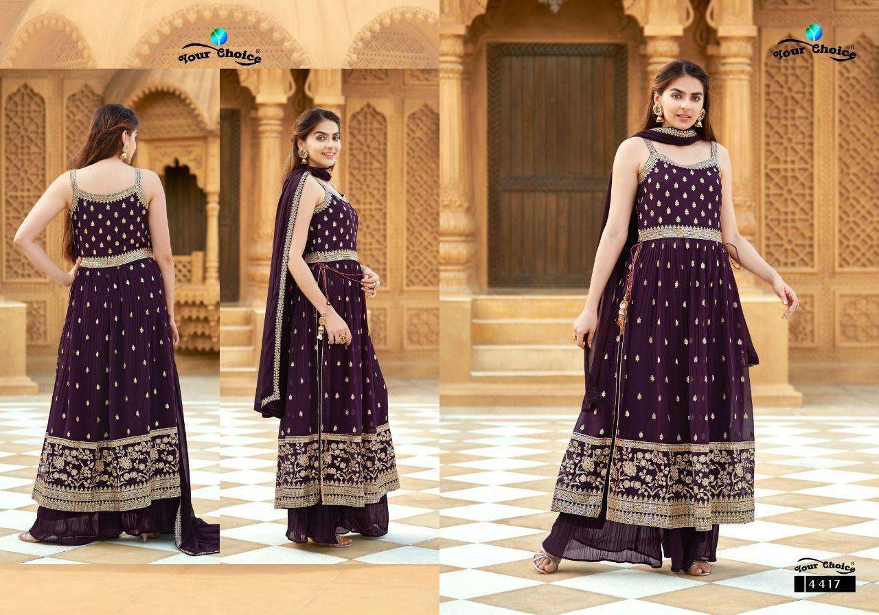 your choice rigga 4417-4422 series blooming georgette party wear salwar suits new pattern 