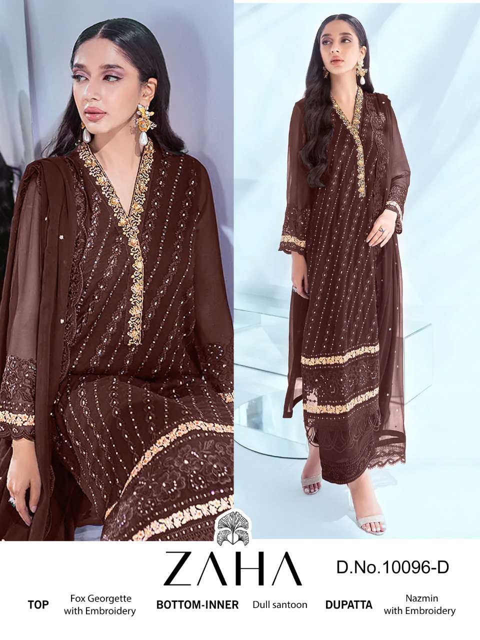 zaha 10096 hit colours georgette embroidered fancy salwar suits collection surat 