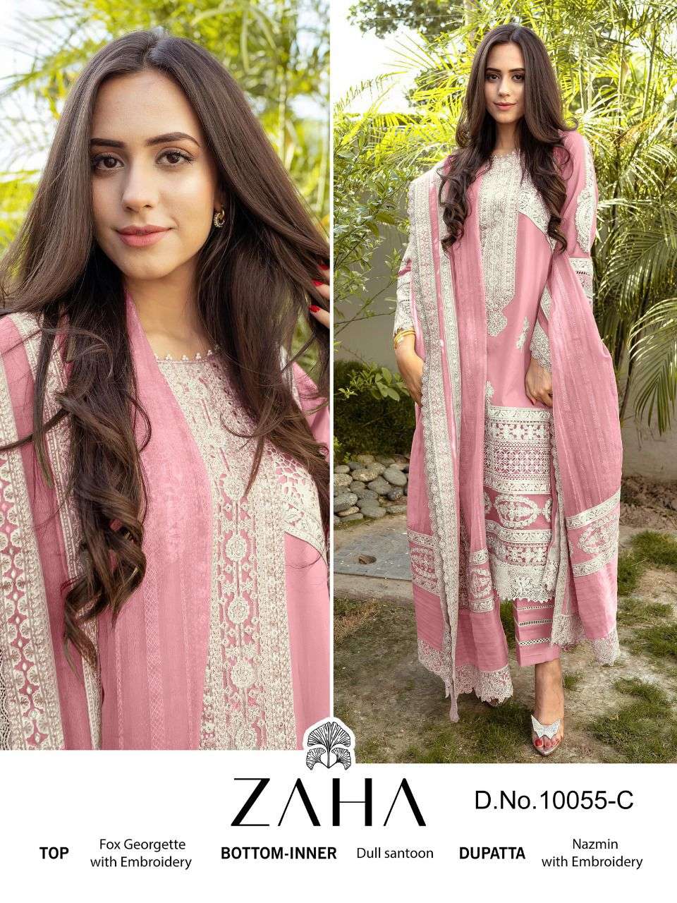 zaha malika vol-2 10055 series georgette pakistani party wear salwar suits online surat 