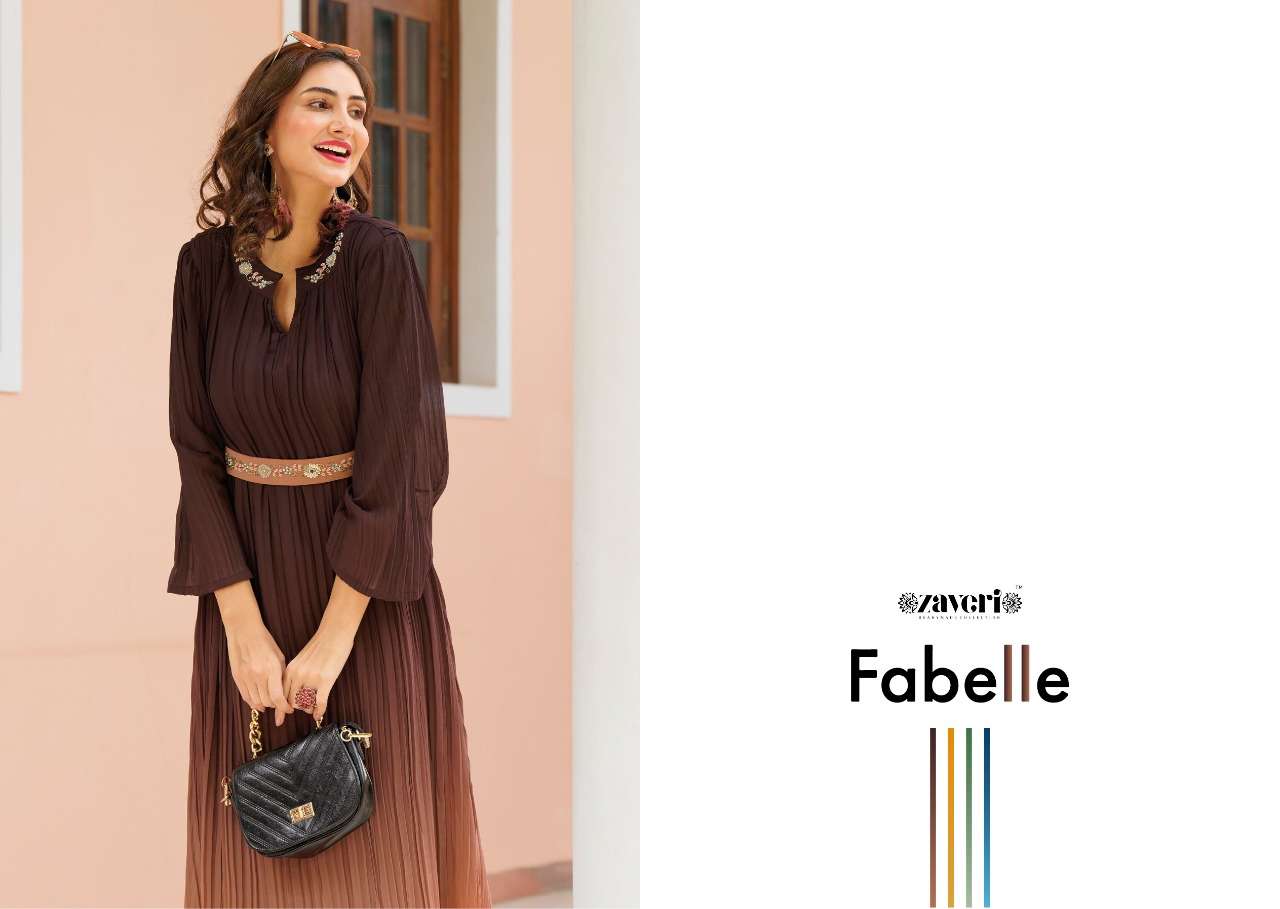 zaveri fabelle party wear designer long dress new catalogue 