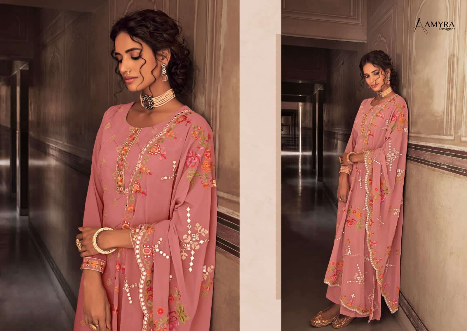 aamyra designer dream 101-104 series heavy georgette with exclusive embroidery work salwar suits wholesaler surat