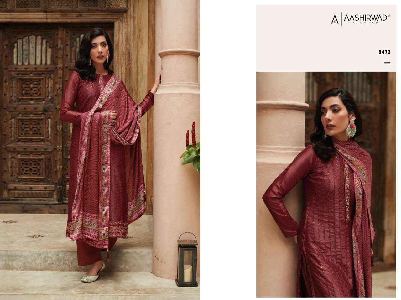 aashirwad creation bandhej 9471-9475 series stylish designer salwar kameez wholesale price surat 