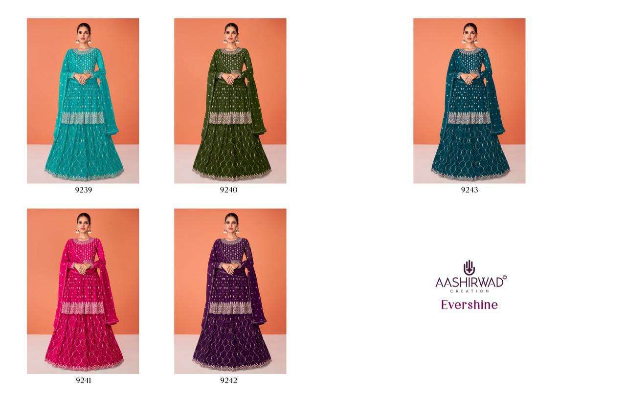 aashirwad creation evershine 9239-9243 series exclusive designer party wear salwar suits collection for women