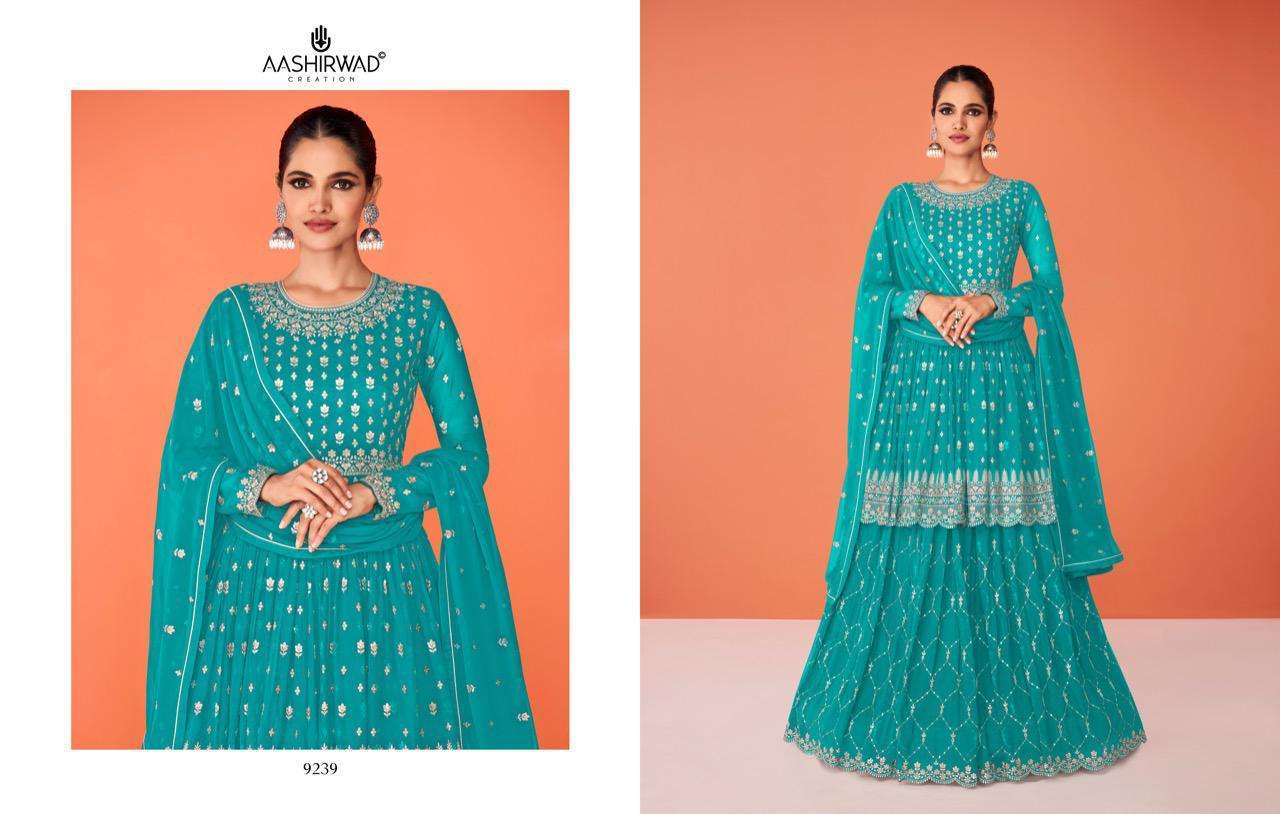 aashirwad creation evershine 9239-9243 series exclusive designer party wear salwar suits collection for women