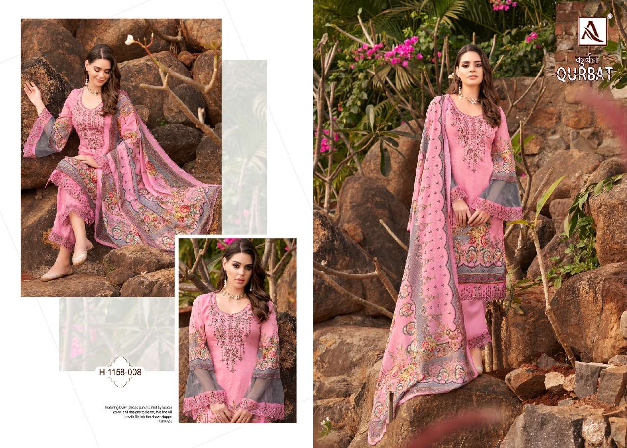 alok suit qurbat edition vol-7 unstich designer salwar kameez online wholesaler surat 
