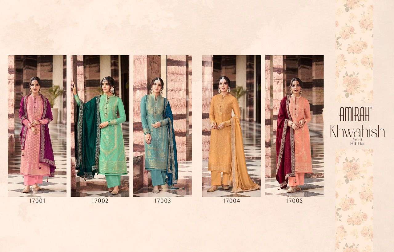 amirah khwahish vol-2 hit list 17001-17005 series exclusive designer salwar kameez manufacturer surat 