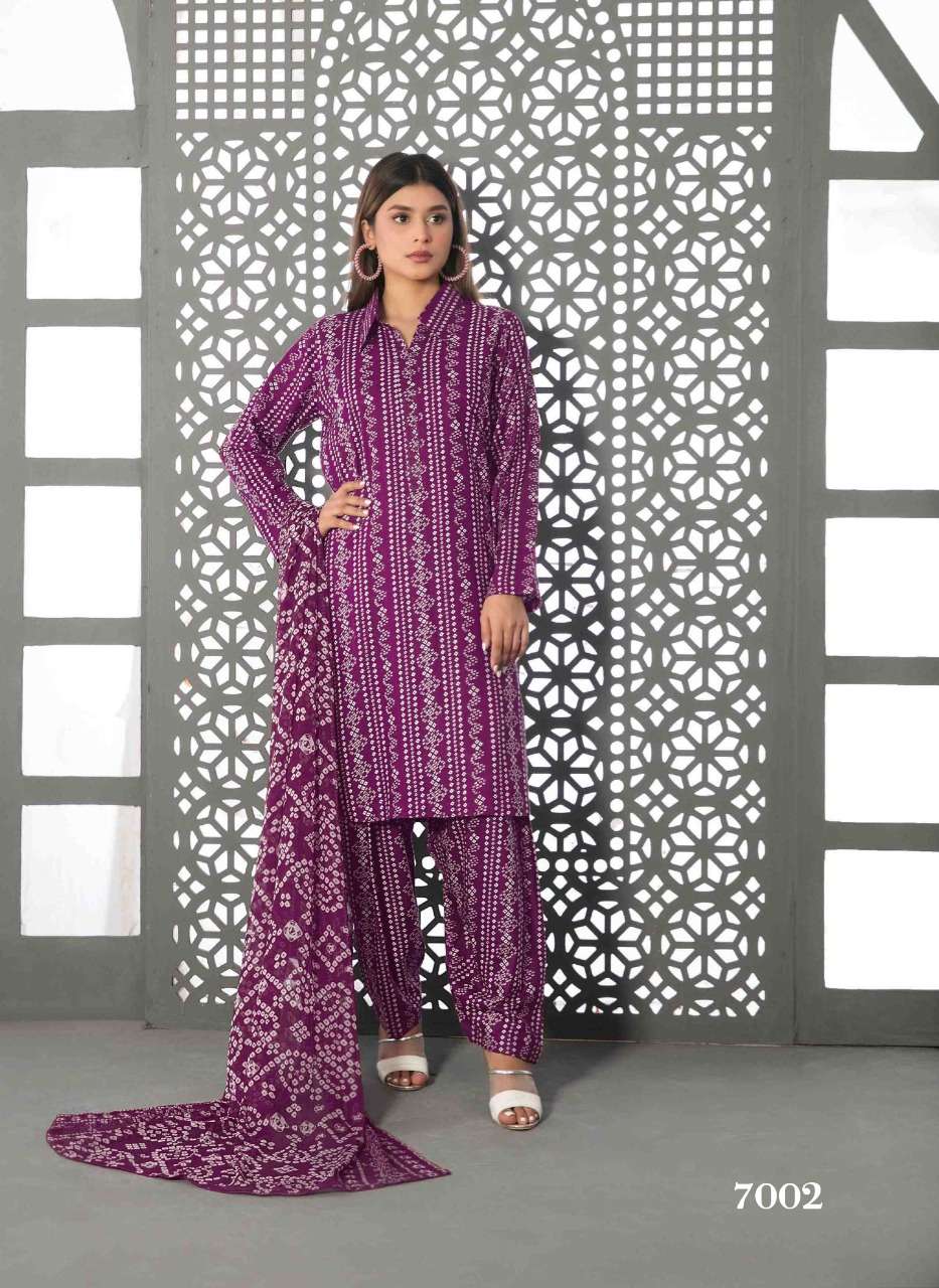 amna sohail lyra 7001-7007 series cotton designer salwar kameez catalogue wholesaler surat 