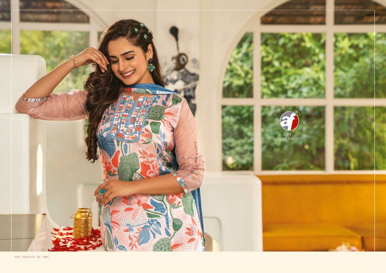 anju fabrics affair 2721-2726 series fancy designer top bottom with dupatta catalogue manufacturer surat 