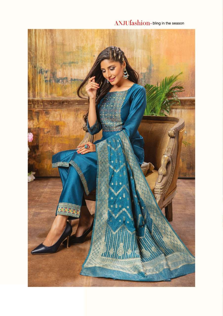 anju fabrics palki vol-2 2681-2686 series designer top bottom with dupatta catalogue online surat 