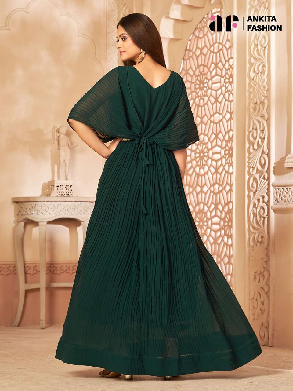 ankita fashion anamika 1001-1005 series georgette designer full flare gown catalogue surat 