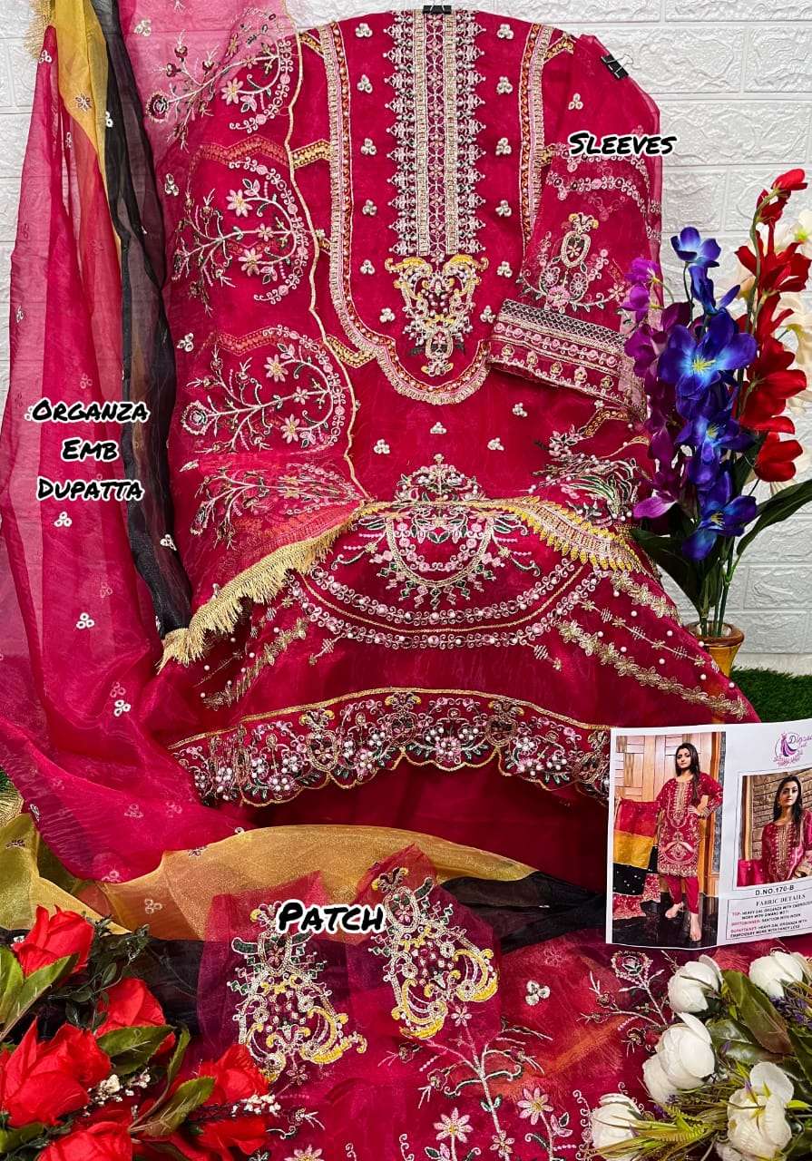dinsaa suits 170 series organza enbroidered pakistani salwar kameez at best price surat 