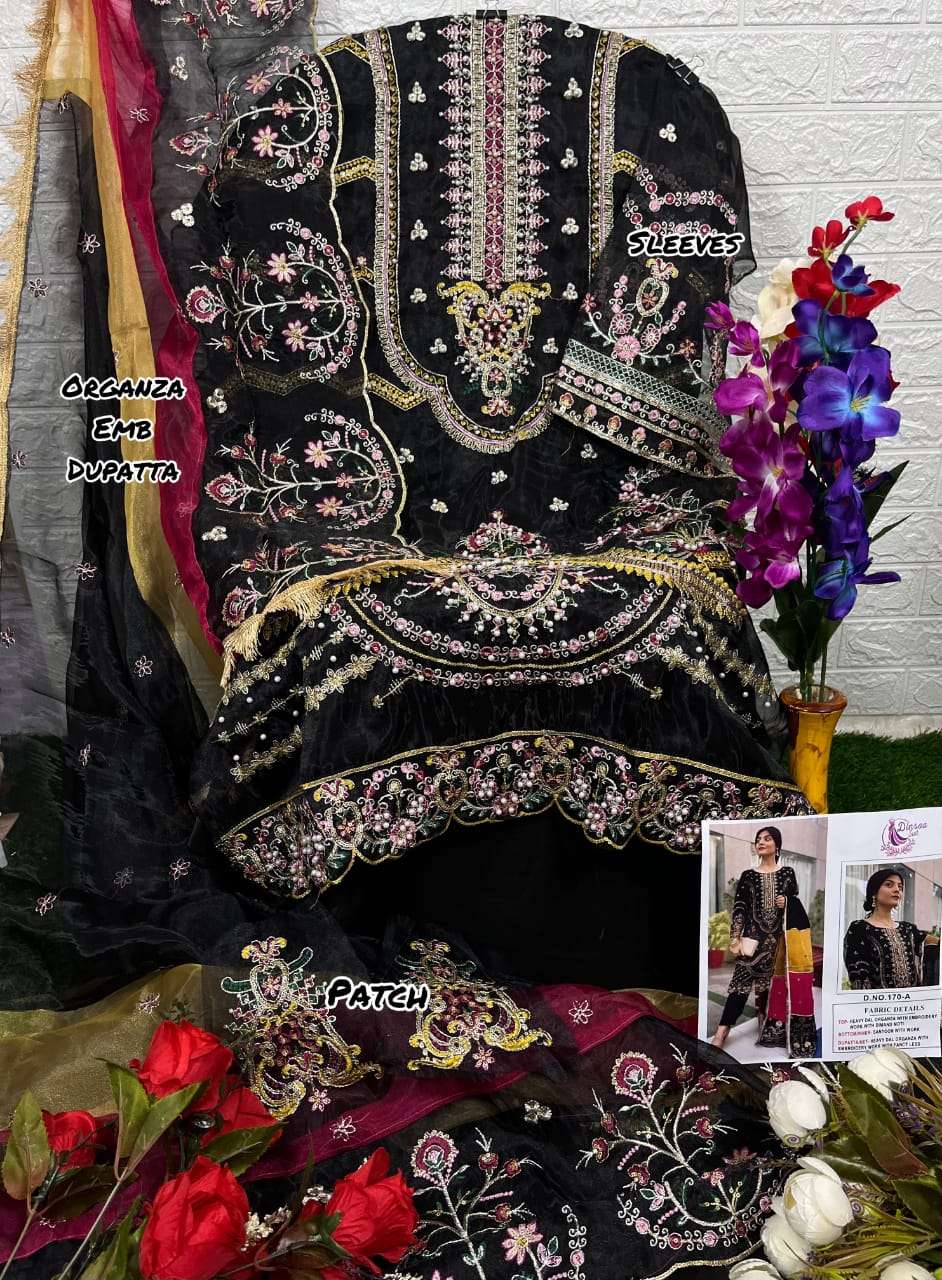 dinsaa suits 170 series organza enbroidered pakistani salwar kameez at best price surat 