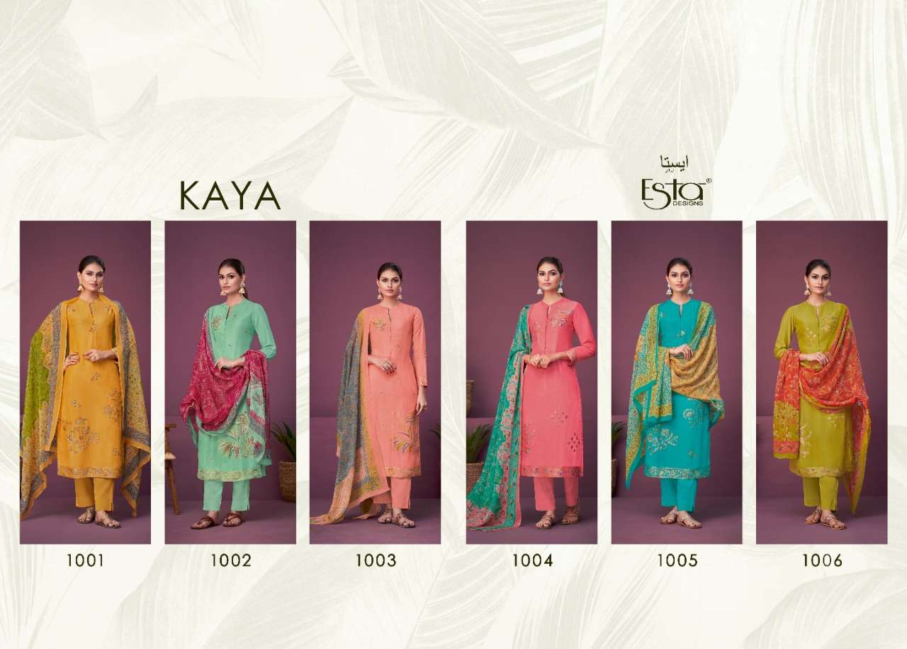 esta designs kaya 1001-1006 series stylish designer indian salwar kameez manufacturer surat 
