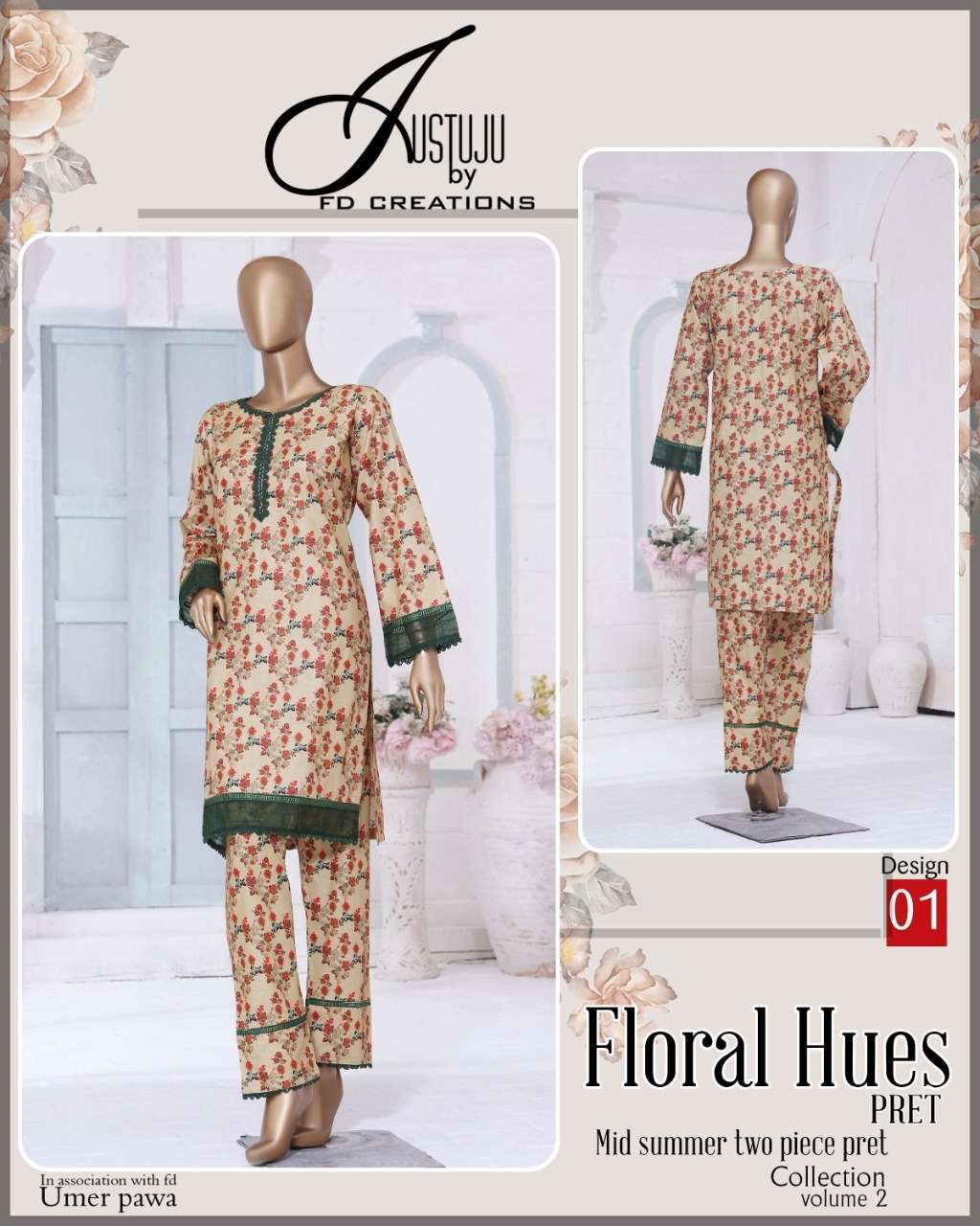 fd creation floral hues pret vol-2 digital printed designer salwar suits surat 