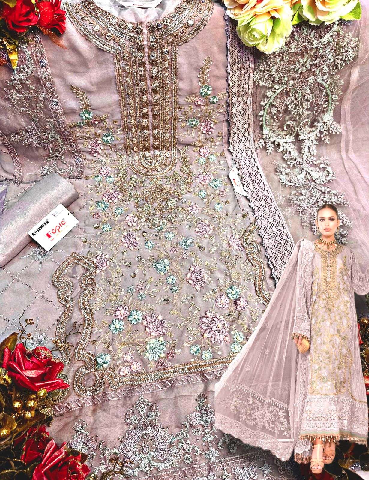 fepic 1545 series organza designer pakistani salwar suits wholesaler surat
