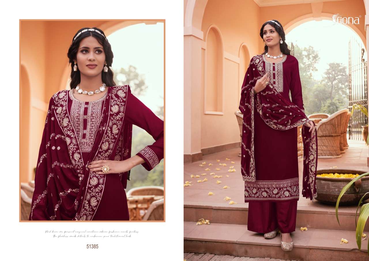 fiona fashion kanak 51381-51386 series real georgette designer with embroidery work salwar suits 