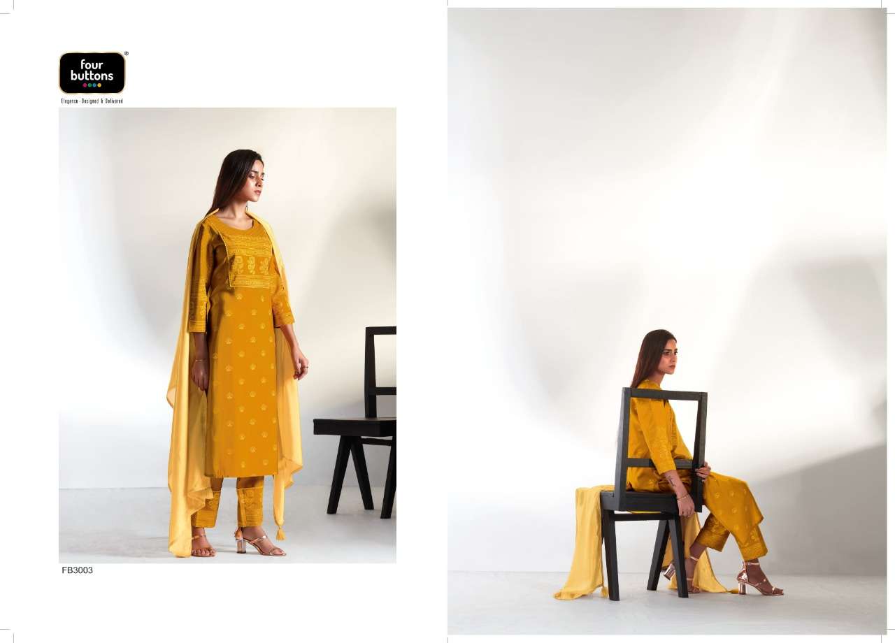 four buttons meher vol-2 3001-3006 series stylish designer kurti catalogue collection wholesale price surat 