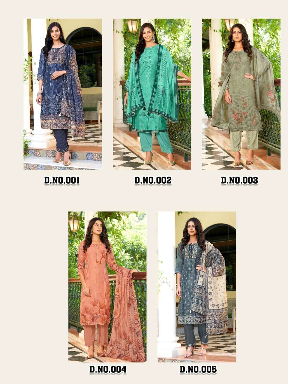 hinaya sahiba vol-2 designer chanderi silk kurrtis pant set and dupatta catalogue collection