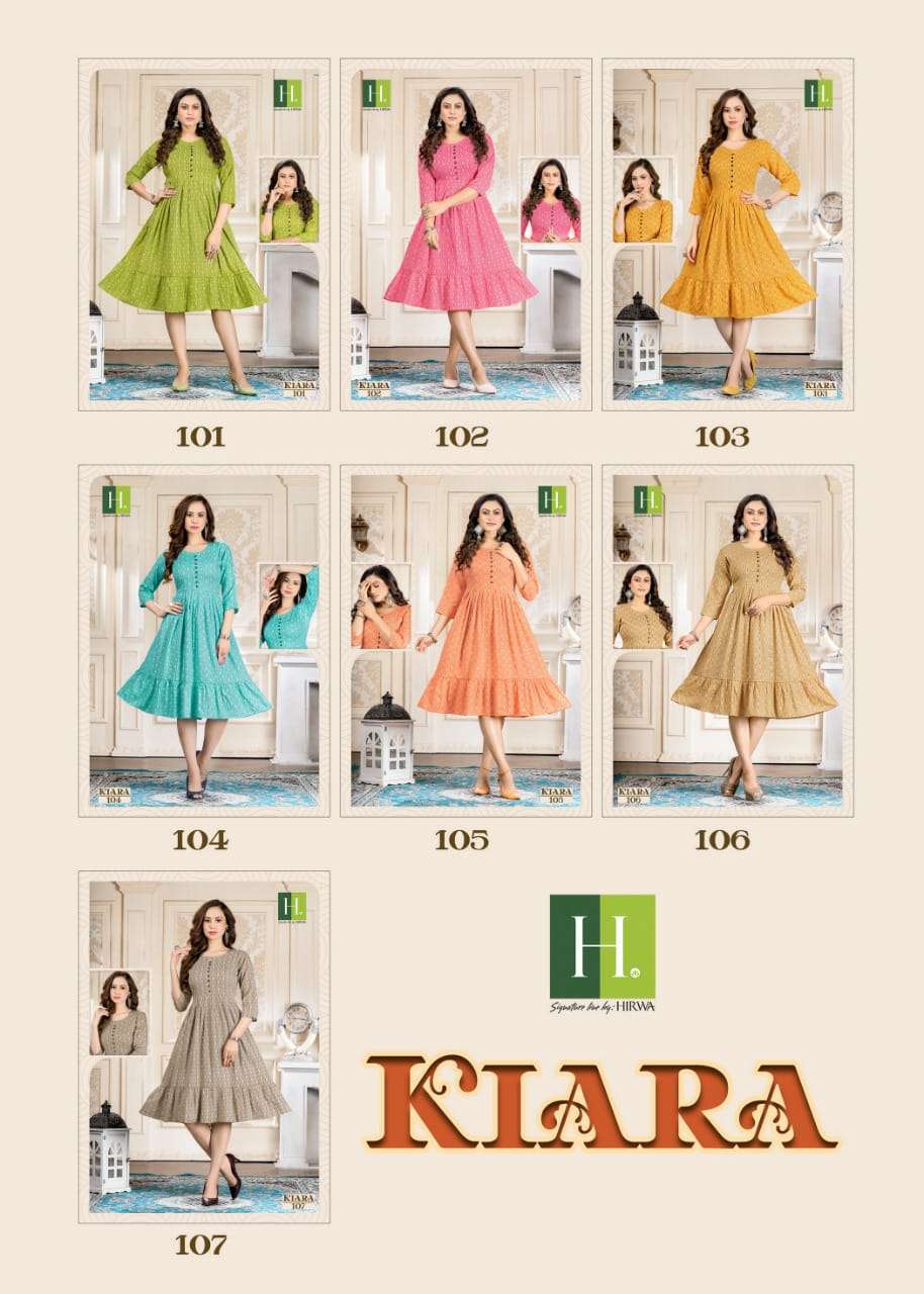 hirwa kiara 101-107 series flare style designer trendy catalogue online wholesale price surat 