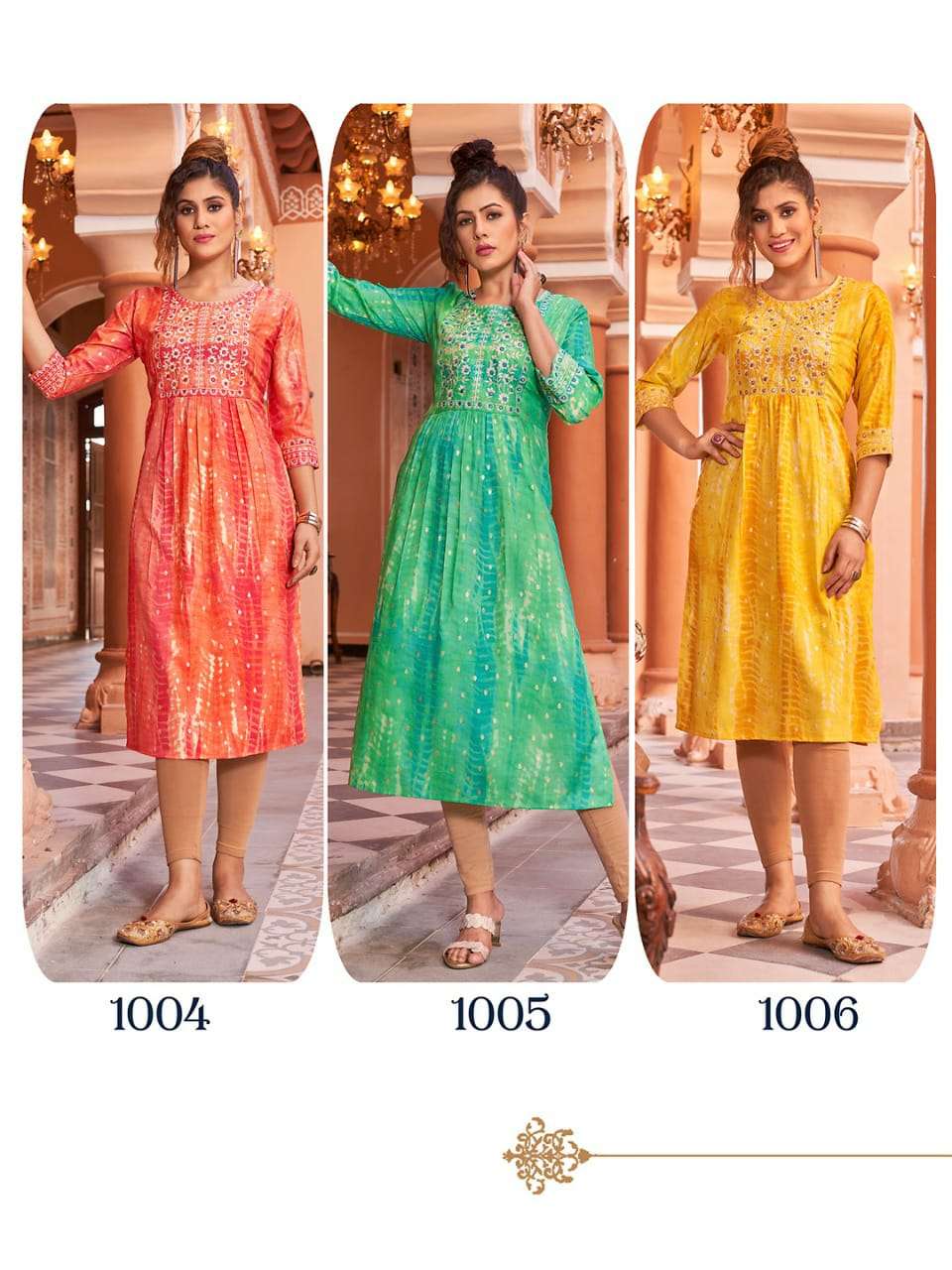 hirwa shibori 1001-1006 series trendy designer kurti catalogue wholesale price surat 
