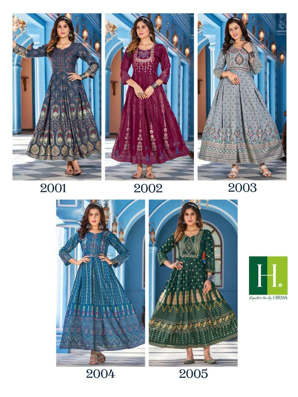 hirwa sunaina vol-2 2001-2010 series stylish designer long kurti catalogue online supplier surat 