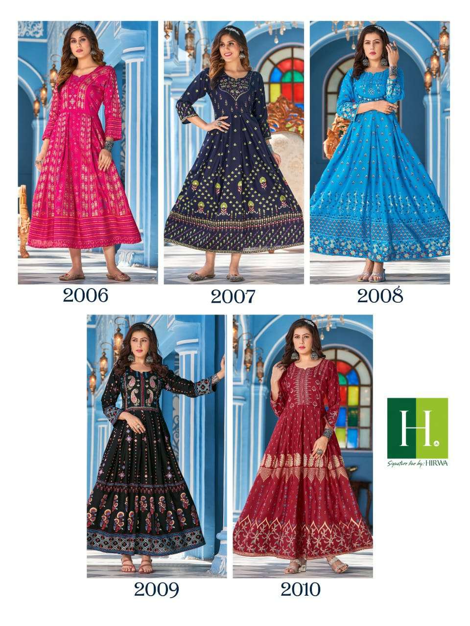 hirwa sunaina vol-2 2001-2010 series stylish designer long kurti catalogue online supplier surat 