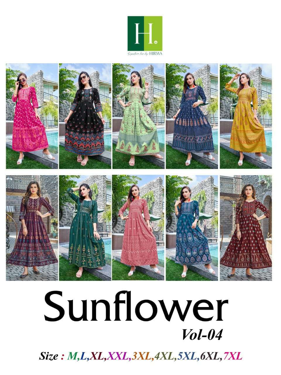 hirwa sunflower vol-4 stylish designer gown wholesale price surat 