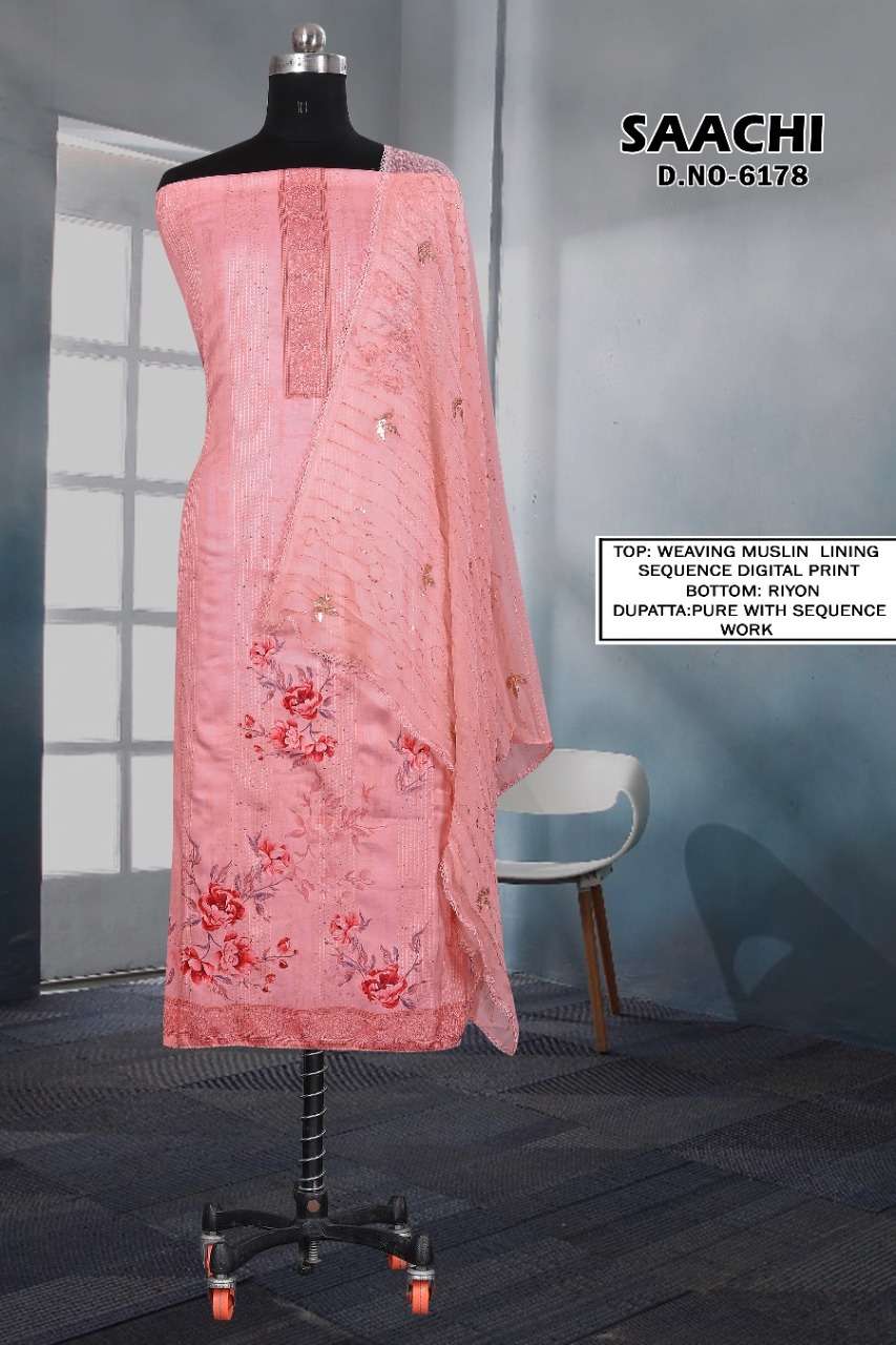 kalarang saachi 6178 series unstitched designer dress material wholesaler surat 