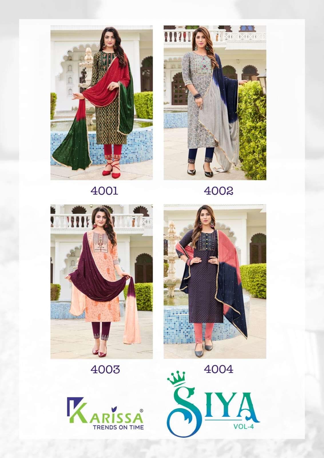 karissa trends siya vol-4 4001-4004 series trendy designer kurti catalogue collection 2023 