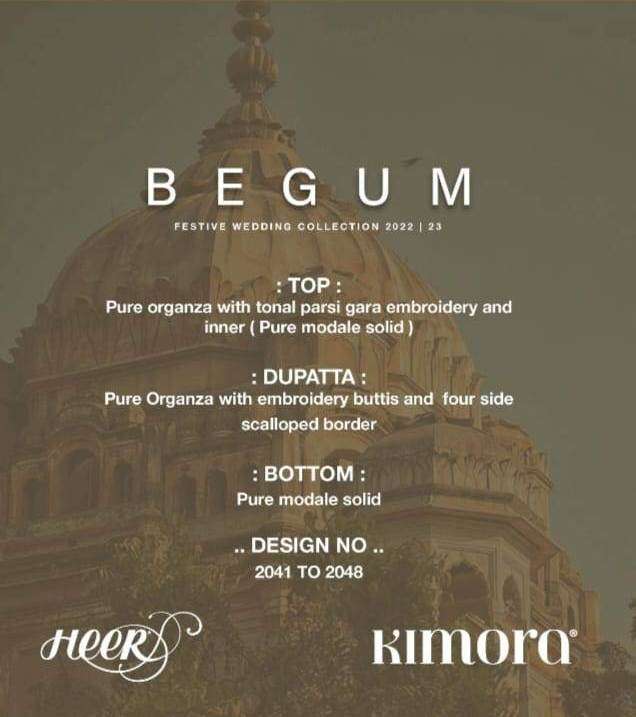 kimora begum 2041-2048 series exclusive designer salwar kameez manufacturer surat 