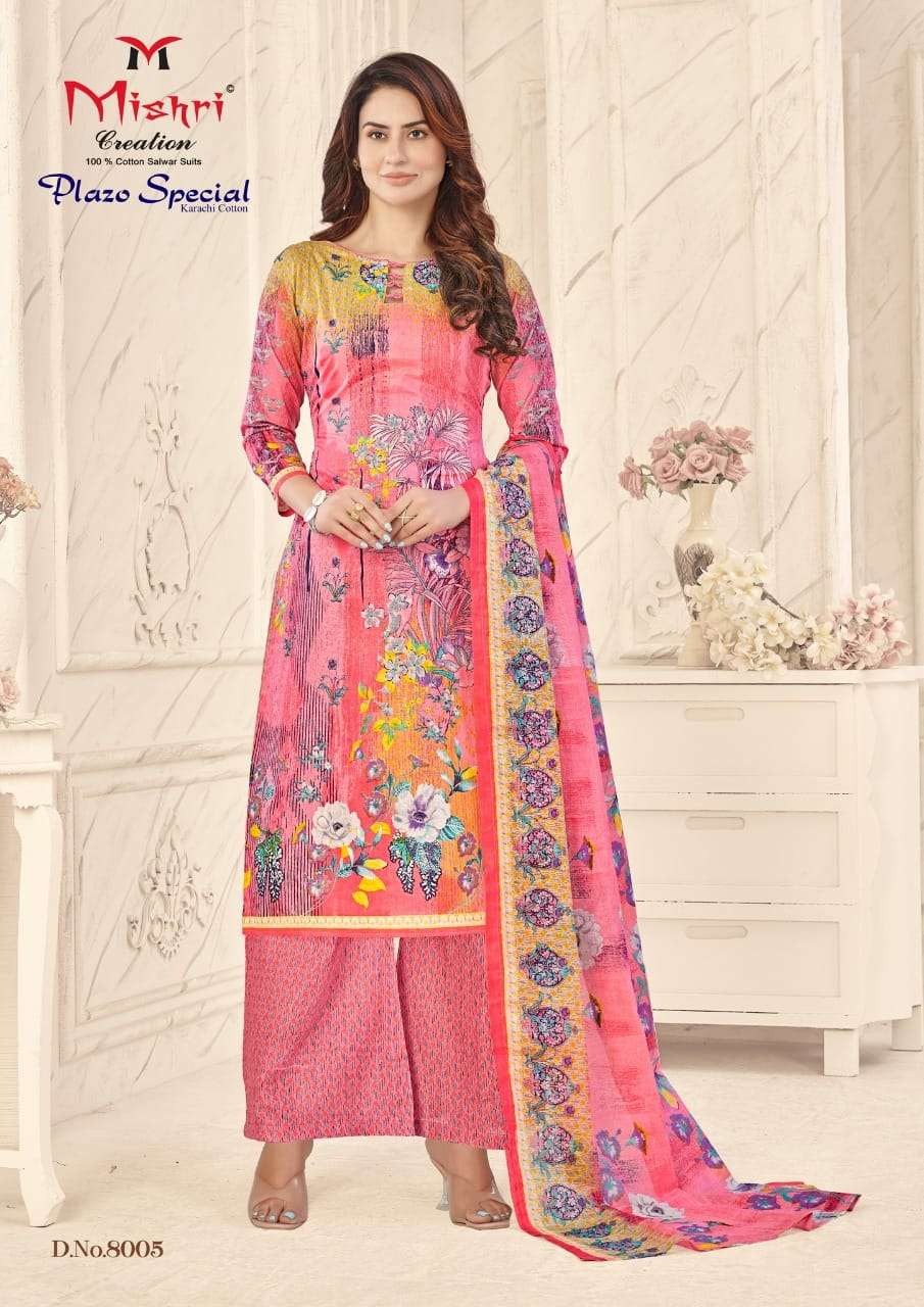mishri creation plazo special vol-8 8001-8010 series cotton karachi style salwar kameez manufacturer surat