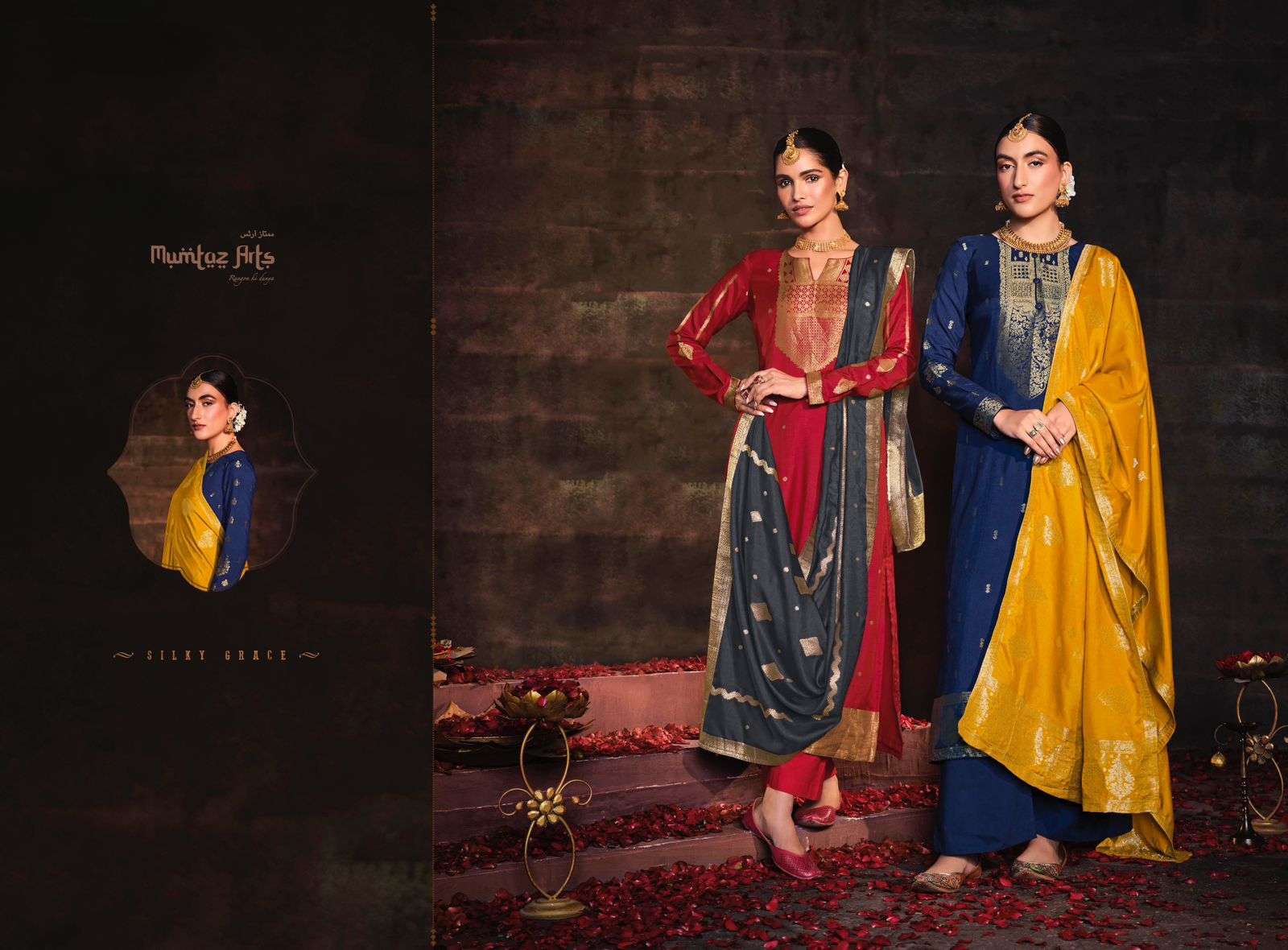mumtaz arts guzarish 3001-3006 exclusive designer salwar kameez catalogue exporter surat 