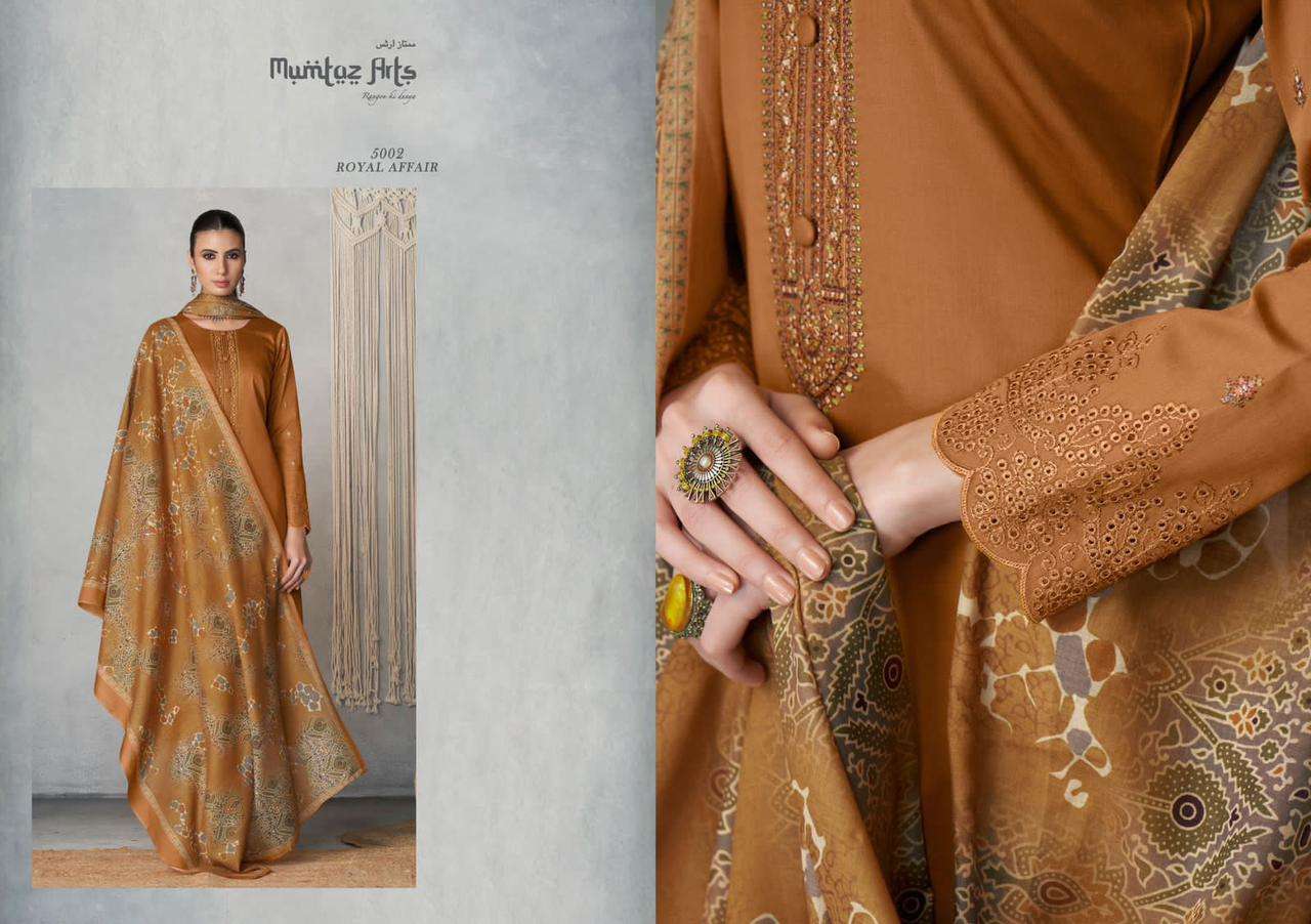 mumtaz arts royal affair 5001-5006 series indian designer salwar kameez online supplier surat 