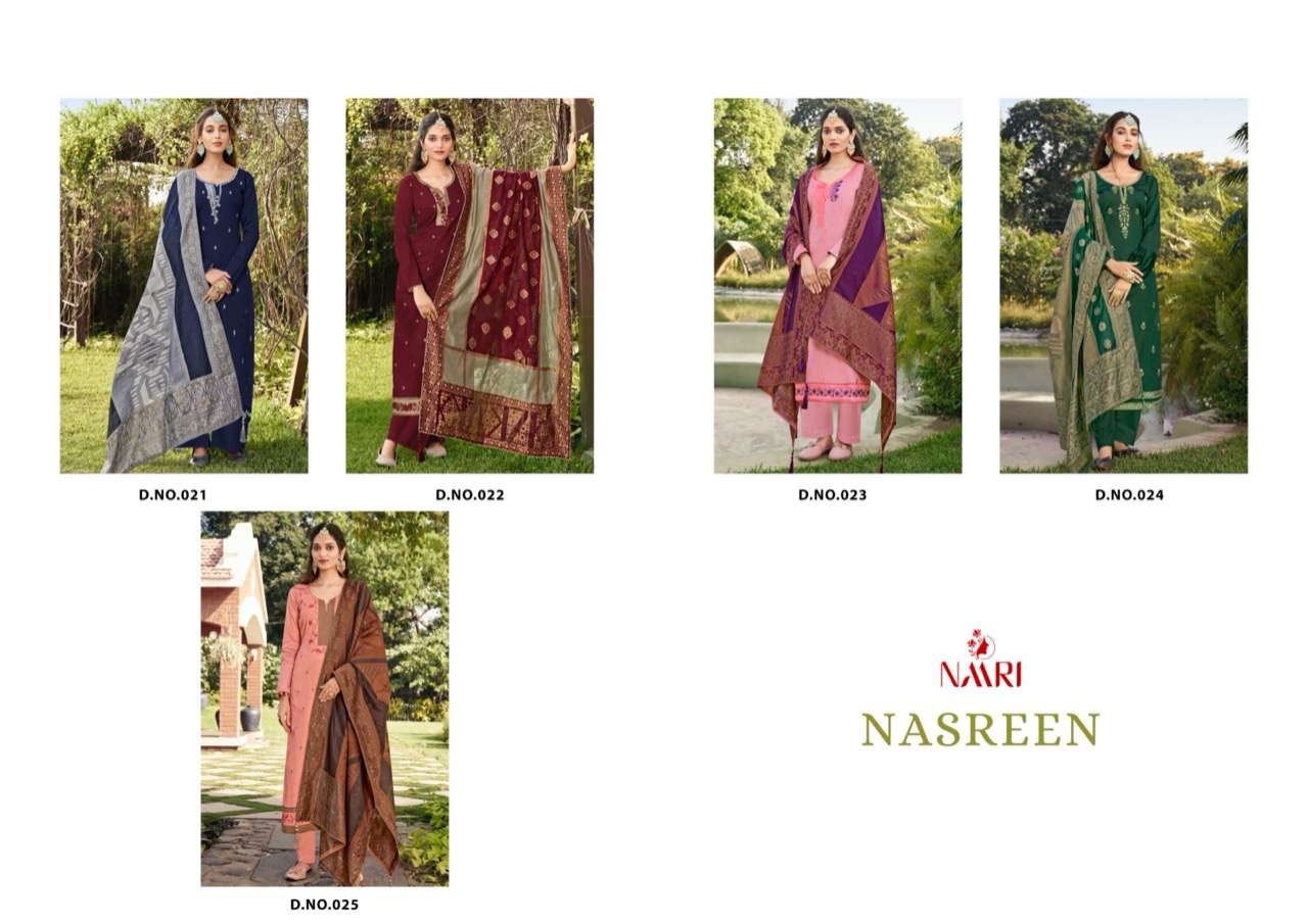 naari nasreen 021-025 series pure parampara silk designer salwar kameez wholesale price surat 