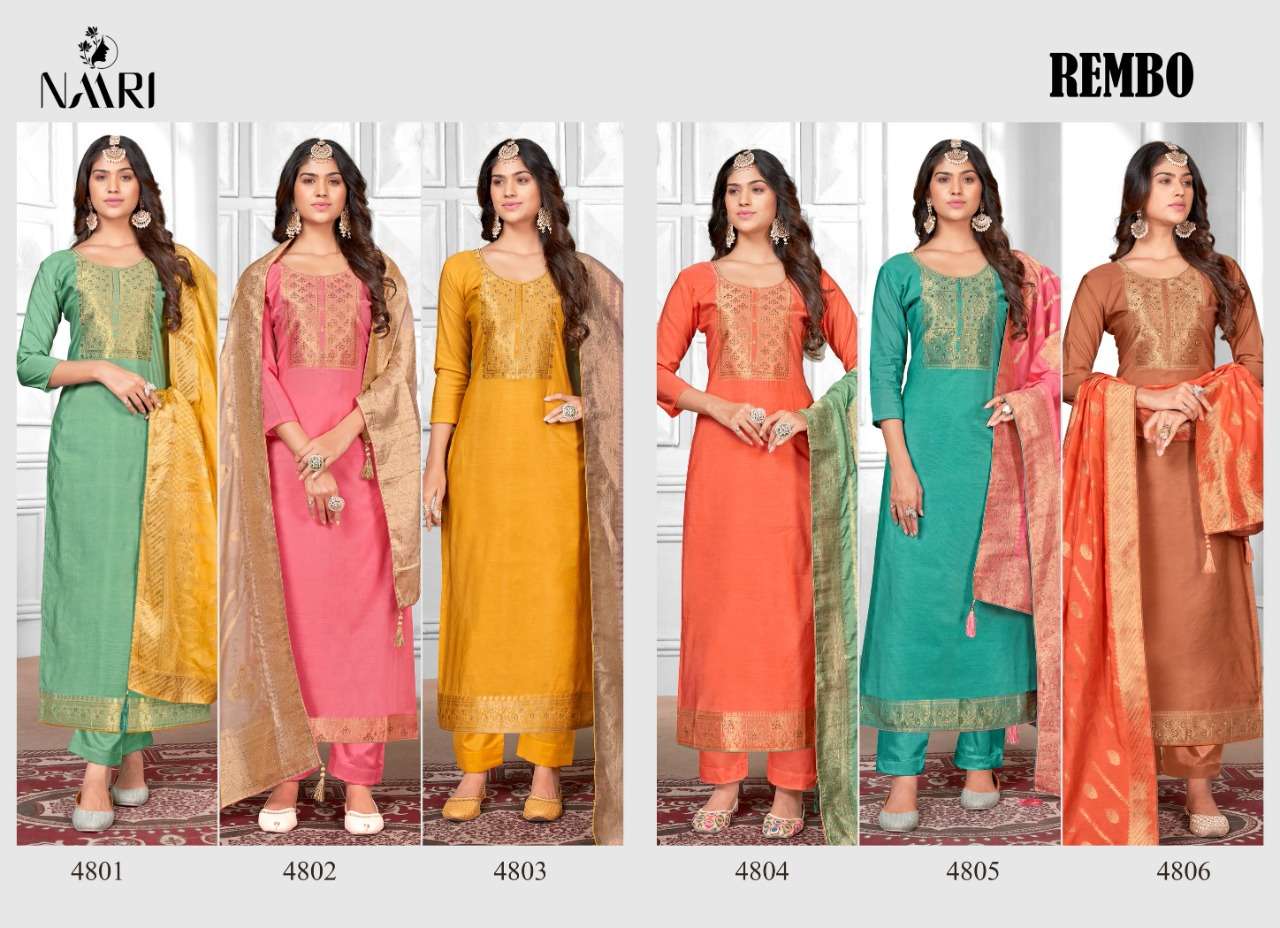 naari rembo 4801-4806 series indian designer salwar kameez catalogue collection surat 