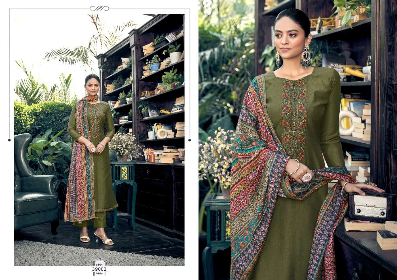 nishant fashion rubeena vol-2 39001-39006 series pure chinon silk dobby with work designer salwar suits manufacturer surat 