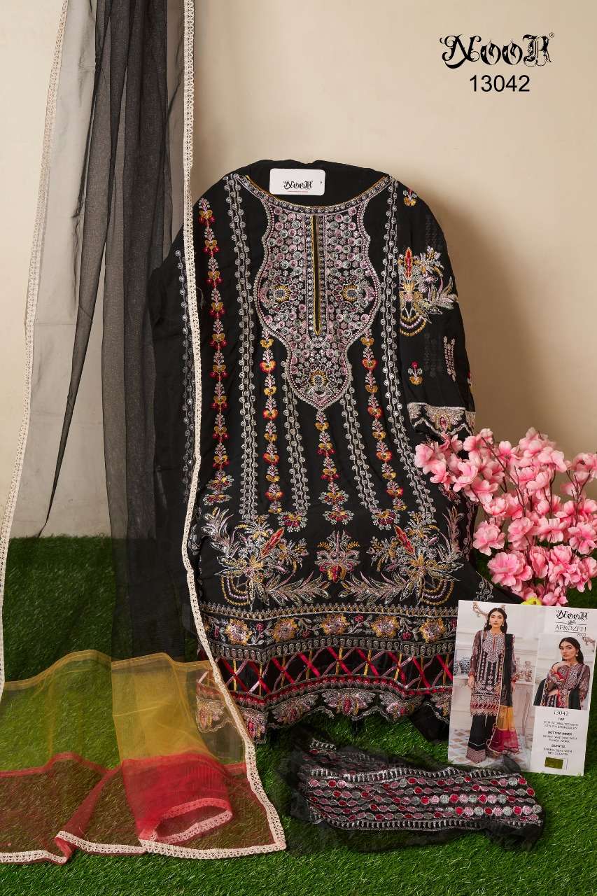 noor afrozeh vol-3 13041-13043 series stylish look designer pakistani salwar suits new catalogue 
