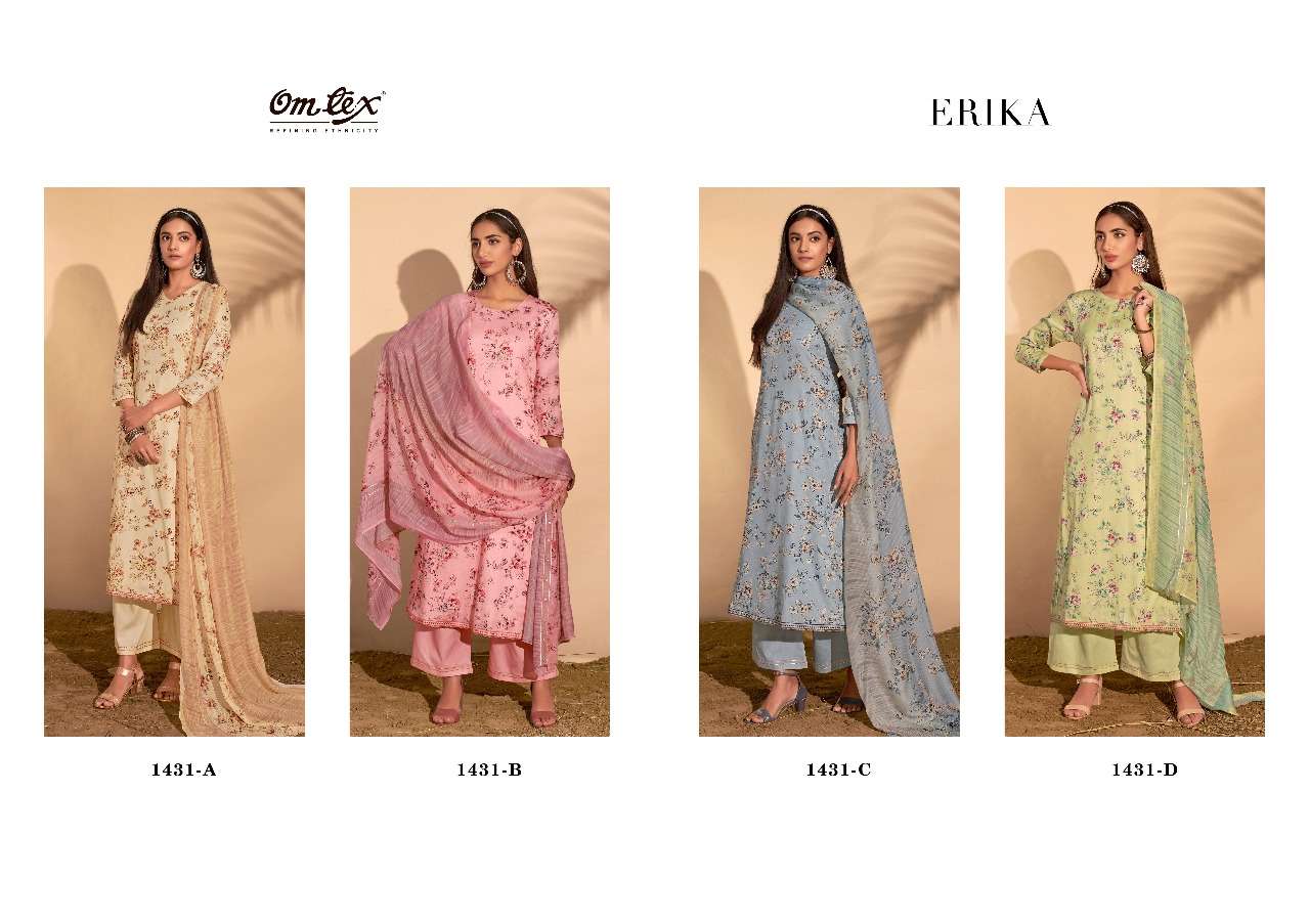 om tex erika 1431 series cotton satin digital print with handwork designer salwar kameez new catalogue 