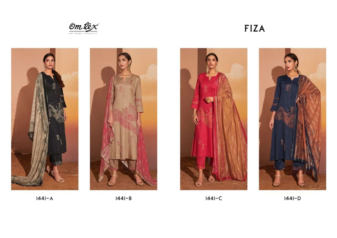 om tex fiza 1441 series cotton satin digital print with handwork designer salwar kameez surat 