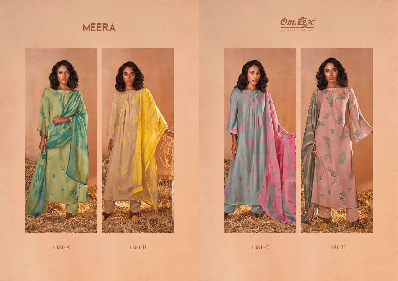 om tex meera 1381 series printed with work designer salwar kameez online dealer surat 