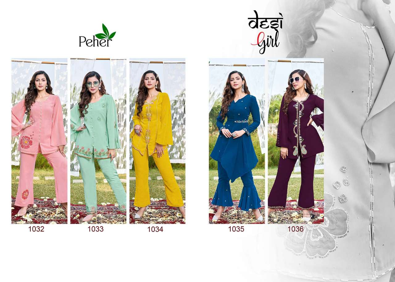 peher desi girl 1032-1036 series fancy look designer kurtis lates catalogue surat 