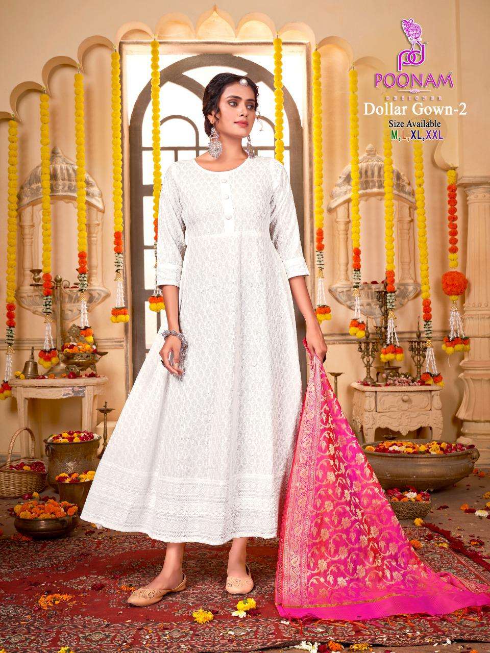 poonam designer dollar gown vol-2 1001-1008 stylish designer gown with dupatta catalogue at best price surat 