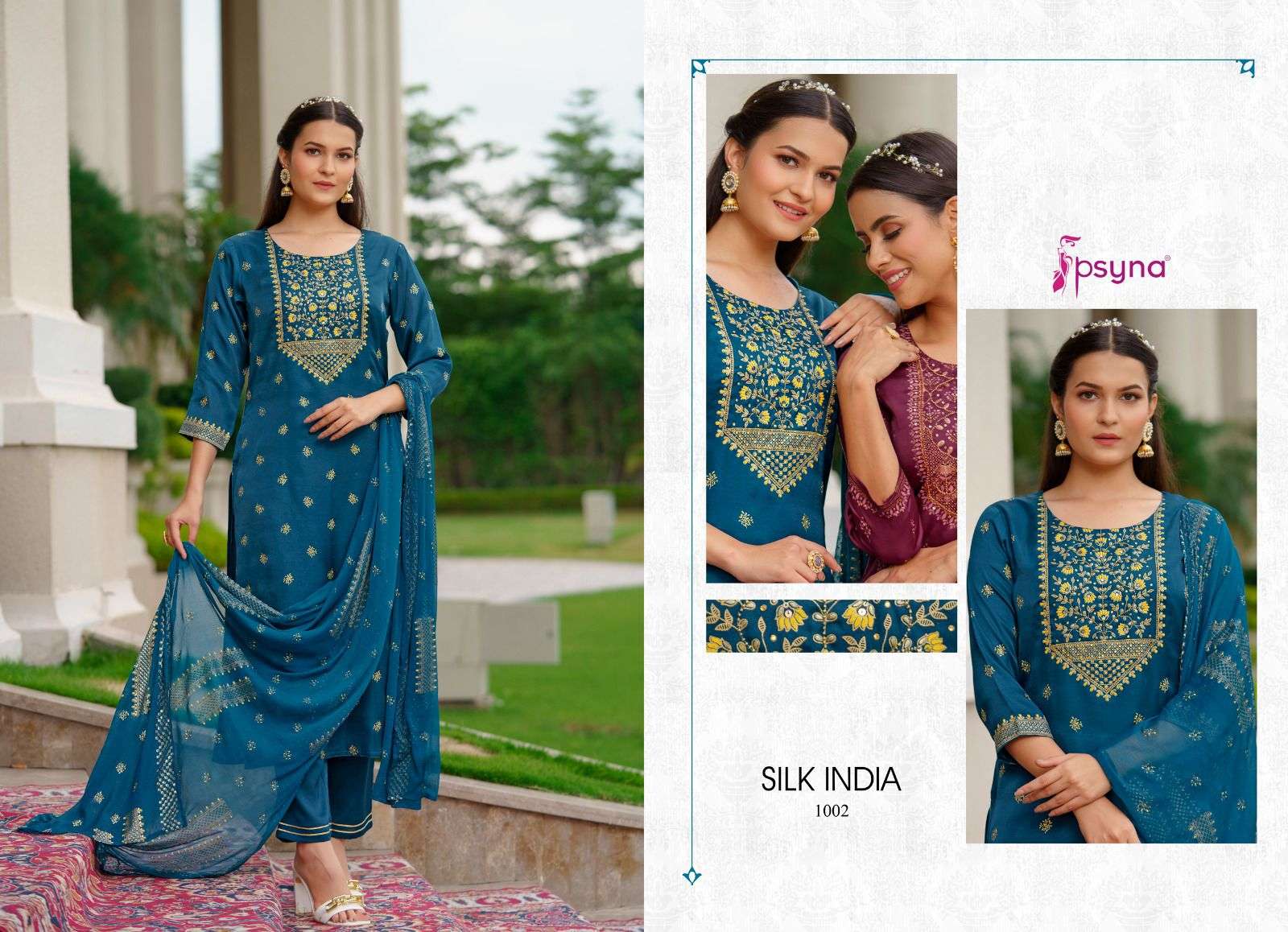 psyna silk india 1001-1006 series fancy designer kurtis catalogue online dealer surat 