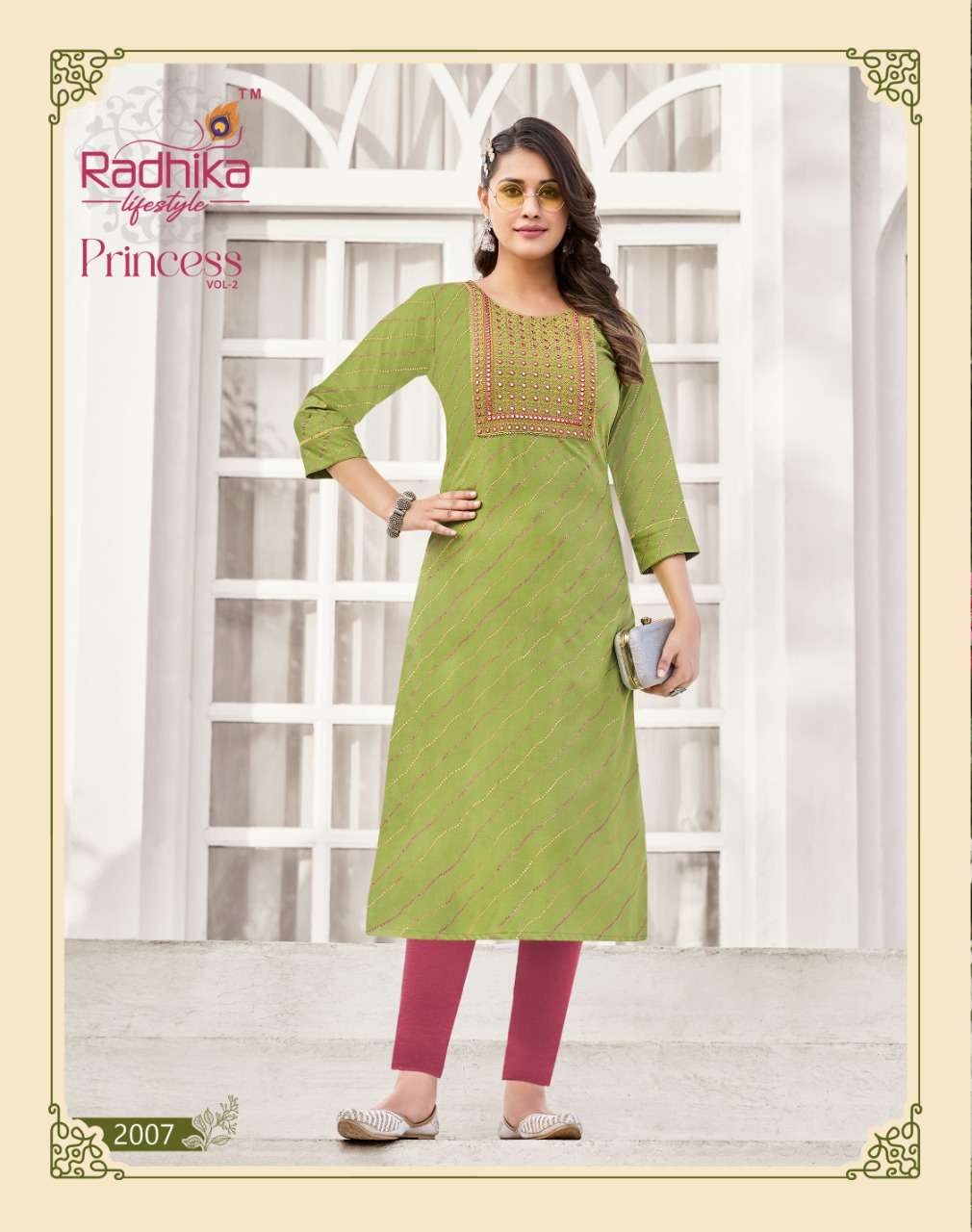 radhika lifestyle princess vol-2 2001-2010 series rayon with embroidery work designer kurtis new catalogue collection 