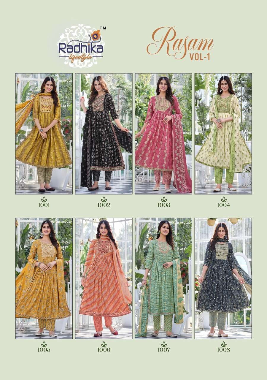 radhika lifestyle rasam vol-1 1001-1008 series trendy designer kurti catalogue wholesale price surat 