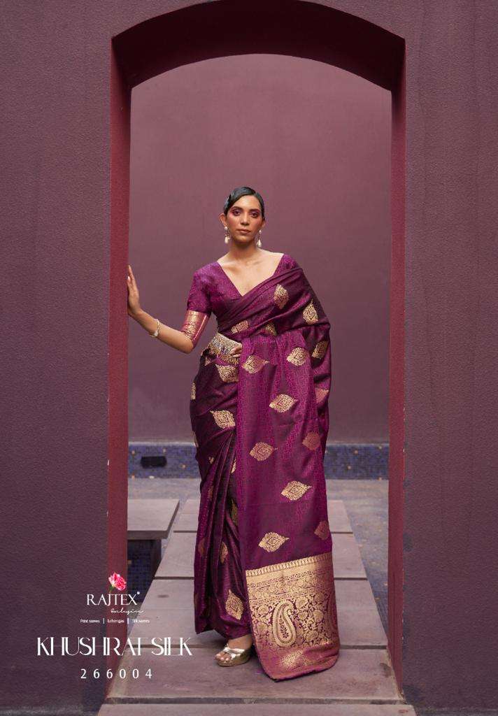 rajtex khushrat silk 266001-266006 series traditional designer saree catalogue party wear collection 