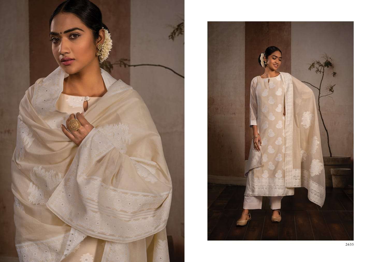 rivaa exports bindiya vol-2 2631-2637 series pure cotton banarasi jaqurad designer salwar suits surat 