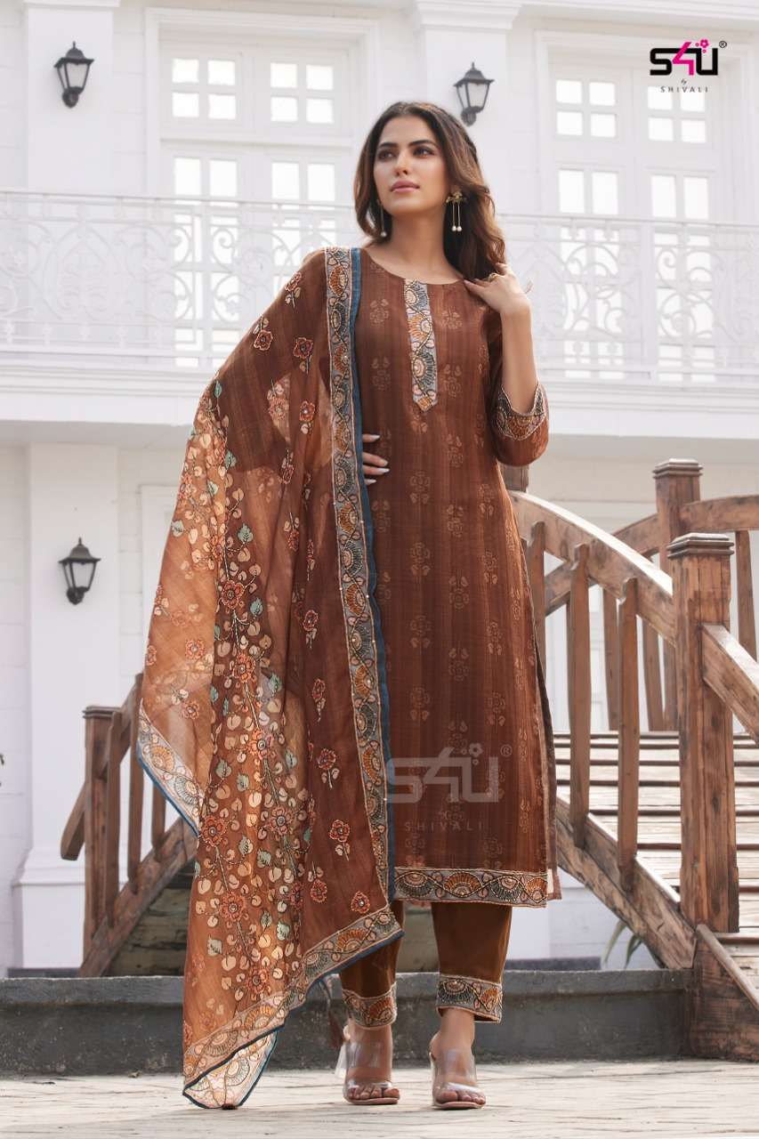s4u kantha 01-06 series aasam silk stylish designer kurti catalogue collection supplier surat 