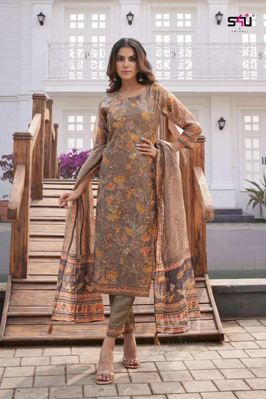 s4u kantha 01-06 series aasam silk stylish designer kurti catalogue collection supplier surat 