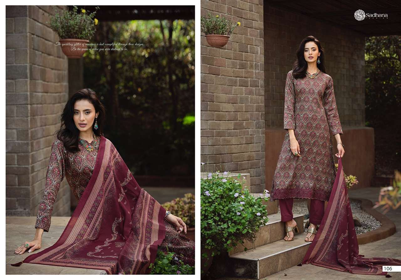 sadhana fashion elan 101-110 series indian designer salwar kameez online exporter surat 